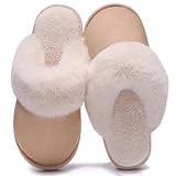 Misolin Hausschuhe Damen Herren Winter Wärme With Memory Foam Weiche Flache Plüsch Slippers Rutschfeste Bequem Pantoffeln Indoor Outdoor,Hellbraun 38.5/40 EU=CN 280mm