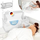 BabybeFun Beistellbett Baby [Stillen im eigenen Elternbett] Babybett für Boxspringbett und normales Bett mit Überrollschutz [Extra Sicher] Rausfallschutz Bett | Kinderbett Alternative