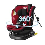 Reecle 360 Drehbar i-Size Kindersitz mit ISOFIX 40-150 cm (0-36 kg) Reboarder, ab Geburt -12 Jahre, ECE R129 (i-Size, Rot)