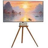PUTORSEN TV Ständer Holz - Tripod Fernsehständer höhenverstellbar für TV 45-65 Zoll bis zu 40 kg, 45 Grad schwenkbar, max. VESA 400 x 400 mm
