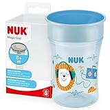 NUK Magic Cup Trinklernbecher, 8+ Monate, 230 ml, auslaufsicherer 360°-Trinkrand, BPA-frei, blauer Igel