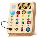 NORBASE Montessori Spielzeug Busy Board mit LED, Montessori Baby Spielzeug ab 1 2 3 Jahr, Activity Board Kinderspielzeug ab 1 Jahr, Holzspielzeug ab 1 Jahr Geschenke für Jungen Mädchen