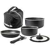 Brunner: Camping Kochgeschirr Alu-Topfset (Töpfe und Pfannen) - 4+1 teilig Mini ø 20 cm Pirate Vakuum - 4 Personen, Stapelbar, Antihaft, Leicht, Hochwertig