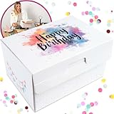 TOYST Konfetti-Geschenkbox Geburtstag I Unvergessliche Überraschung garantiert I Ideale Verpackung für Dein Geschenk L20,5xT14xH11cm I wiederverwendbar, Geburtstagsgeschenk mit Füllmaterial