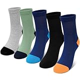 PUTUO Kinder Socken für Jungen Mädchen: Nahtlose Kindersocken mit Weitem Bund – Weiche Atmungsaktiv Unisex Kinder Strümpfe Größe 35-38 für Schule Alltag 5 Paar Bunte