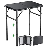 GARLLEN Campingtisch klappbar, 58x40cm & 3 einstellbare Höhen(26/48/70cm), Klapptisch Camping Tisch, Tragbar Beistelltisch Grilltisch Gartentisch Picknicktisch für Camping Picknick Garten (Schwarz)