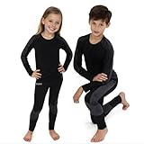 ALPIDEX Kinder Thermounterwäsche Set Funktionsunterwäsche Skiunterwäsche Jungen Mädchen Ski Fußball Sport Winter warm atmungsaktiv, Größe:146-152, Farbe:Black-Grey