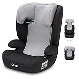 Booboo Safety Oslo – Leicht, sicher & bequem:Kindersitz ohne Isofix (100-150 cm) mit Seitenaufprallschutz, ergonomischer Sitzfläche & verstellbarer Kopfstütze - Black grey
