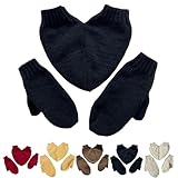 XQILGVF Lustige Händchen haltende Handschuhe, Paarhandschuhe, warme Winterhandschuhe aus Strick, 2-Personen-Fäustlinge als Geschenk für den Partner (Black,One Size)