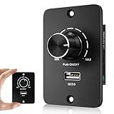 12-24V LED Dimmer PWM Dimmschalter, LED Dimmer DC 12-24V 5A 3 Drähte Dimmschalter mit USB-Schnellladen QC 3.0 für Wohnmobil,Boot,LKW,12V dimmbar Lampe, einfarbige LEDs Streifen und Halogen Glühlampe