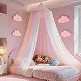 Apritsce Moskitonetz Bett, Betthimmel Mädchen, Regenbogen Baldachin für Doppelbett Einzelbett, Baldachin Kinderzimmer, Himmelbett Vorhänge für Reisen und zu Hause Indoor Outdoor