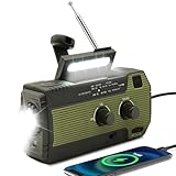 Notfall-Solar Radio,Solarbaby Selbstbetriebenes Kurbelradio mit LED-Taschenlampe, SOS-Alarm,AM/FM Wetter Wind Up Radio mit 4000mAh Akku für Notladung von Smartphone