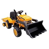 Kinder Elektro Bagger mit Hänger und Fernbedienung - 3-5 Jahre bis 30 kg - Kinderfahrzeug mit Sound, Elektroauto Kinderauto Trecker Traktor Radlader