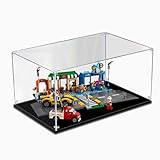 Acryl-Vitrine für Lego 60306 Einkaufsstraße, staubdichte Vitrine (Modell nicht im Lieferumfang enthalten) (3 mm)