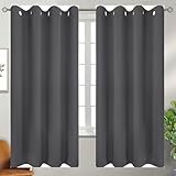 LIJIAO Verdunklungsgardine mit Kräuselband H120 x B45 cm Thermo Vorhang Gegen Kälte Und Hitze Verdunkelung Fenstervorhang Gardinen 2Er Set für Büros Wohnzimmer Schlafzimmer, Dunkelgrau