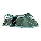 Skandika Tunnelzelt Montana 8 Personen | Camping Zelt mit eingenähten Zeltboden, mit Sleeper Technologie, 3-4 Schlafkabinen, 5000 mm Wassersäule, Moskitonetze | großes Familienzelt, Grün