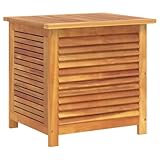 vidaXL Gartenbox mit Lüftungsschlitzen, Gartentruhe mit viel Stauraum, Auflagenbox mit wasserfester Innentasche, Beistelltisch Kissenbox, Massivholz Akazie