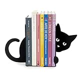 Balvi Buchstütze Hidden Cat Farbe Schwarz Buchstütze für das Bücherregal in Form Einer Katze, 2 Stütz