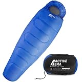 Active Era Mumienschlafsack – Schlafsack Winter und Sommer, -10°C bis 10°C - Wasserabweisend und Windschutz - Ultraleicht - Outdoor Campen - Kleines Packmaß