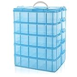 BELLE VOUS 5 Ebenen Blaue Sortierboxen für Kleinteile mit 50 verstellbaren Fächern -Organizer Box-Schraubenbox-Sortierbox-Kleinteile Aufbewahrung für Spielzeug, Schmuck, Kosmetik&Accessoires