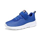 Sportschuhe Kinder Jungen Mädchen Turnschuhe Kinder Schuhe Atmungsaktiv Laufschuhe Flach rutschfest Sneaker mit Klettverschluss Fitnessschuhe Straßenlaufschuhe Outdoor Fitness (D5-Blue, 39)