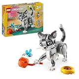 LEGO Creator 3in1 Graue Katze - Tierfigur umbaubar in eine Taube oder einen Hund – Spielzeug mit Minifiguren zum Bauen - Kreatives Geburtstagsgeschenk für Mädchen und Jungen ab 8 Jahren – 31163