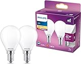 Philips LED Classic E14 Lampen 2er Pack (40 W), matte LED Lampen mit warmweißem Licht, energiesparende LED Beleuchtung mit langer Nutzlebensdauer, weiß