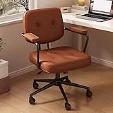 WLCNYL Ergonomischer Schminkstuhl mit 360°-Drehung, gepolsterter, höhenverstellbarer Schminkstuhl, Schminkstuhl für Zuhause, für Wohnzimmer, Schlafzimmer, Arbeitszimmer (Farbe: A Braun, Größe: Emu
