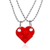 LYQNIHOB 2 PCS Bausteine Herz-Halsketten, Halsketten für Paare, Halskette für Frauen Halskette beste Freundin Halsketten Schmuck Freundschaft Geschenke für sie, zum Valentinstag oder Jahrestag
