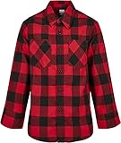 Urban Classics Jungen Boys Checked Flanell Shirt Hemd, black/red, 134-140