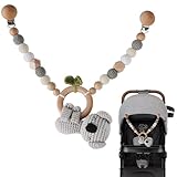 XEERUN Kinderwagenkette, Kinderwagenkette aus Holz und Baumwolle gehäkelt, Kinderwagen Kette für Babys, Montessori Neugeborenen Spielzeug Kinderwagenspielzeug für Babyschale (Koala)