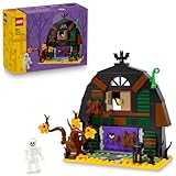 LEGO Halloween-Scheune - Spielzeug mit Skelett Minifigur - Gruseliges Zubehör - Fledermaus und Lampen - Interaktives Spielset zum Bauen - Kreatives Geschenk für Jungen und Mädchen ab 8 Jahren - 40721