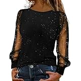 KILOXYEFRO Glitzer Oberteil，Pailletten Glitzer Oberteile Damen Silvester Outfit Elegant Sexy Casual Oberteile Festliche Pailletten Tunika Blusen