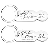 BOOMTOP Geschenk für Oma Opa Schlüsselanhänger Großeltern Geschenk 2pcs Einkaufswagenlöser Glück ist einen Opa/eine Oma wie dich zu haben Abziehbar Einkaufswagen Chips Weihnachten Silvester Geschenk