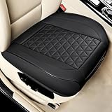 Black Panther Luxus Sitzauflage Auto PU Leder Autositzbezüg Vordersitz Universal Fit 90% der Autos Sitze, 20,8’’ * 21’’ (1 Stück - Schwarz)