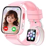 Ucani 4G Smartwatch Kinder mit GPS und Telefon, Armbanduhr Junge Mädchen mit Video/Telefonanruf, SOS Notruf, Wecker, Schulmodus, Schrittzähler, Puzzlespiel, Kinderuhr für Geschenke 4-12 (4G Rosa)