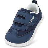 STQ KIDS Barfussschuhe Kinder Breite Leicht Turnschuhe Jungen Barfußschuhe Kleinkind Sneaker Kinderschuhe Sportschuhe Draußen Schuhe Navy 23 EU/T6 Weit