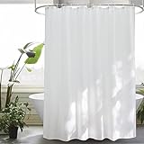 EurCross Duschvorhang 200x200 Anti-Schimmel für das Badezimmer, Weiß Textil Stoff Wasserdicht Waschbar Antibakteriell Bad Vorhang mit 14 Duschvorhangringe