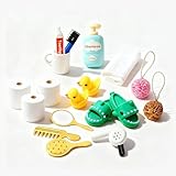 Wichtel Zubehör, 17pcs Wichtelzubehör Bad Set Weihnachten Puppenhaus Zubehör Deko, Weihnachtswichtel Wichtel Wasch Set Miniatur Badezimmer Zubehör mit Slippers Ente Klopapier Rollen