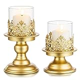 Sziqiqi Modern Kerzenständer Kerzenhalter für Stumpenkerzen - Gold Metall Kerzenständer Kerzenleuchter Kerzen Ständer für Tischdeko Wohnzimmer Esstisch Hochzeit Couchtisch Beistelltisch Weihnachten