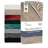 Blumtal Spannbettlaken Cashmere Touch 120 x 200 cm Plüsch - Oeko-TEX zert. Cashmere Bettlaken - Mikrofaser Spannbettlaken warm 120x200 - Spannbettlaken Dicker Stoff - warme Spannbettlaken Beige