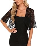 MINTLIMIT Spitzen Bolero Strickjacke Damen Offene Cardigan Kurzarm Boleros Kurz Strickbolero Lässig (Schwarz XL)
