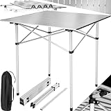 tectake® Camping Klapptisch, 70x70x70 cm, Kleiner Gartentisch, Beistelltisch, Balkontisch, Campingtisch für Campingküche, Wohnmobil Zubehör, Wohnwagen Zubehör oder Auto Camping, mit Tragetasche