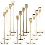 Set mit 12 Kerzenhaltern, Französisches Gold farbene Kerzenständer, passend für 0.87 Zoll Dicke Kerzen, hoher Kerzenständer aus Metall für Hochzeit, Heimdekoration, Candle-Light-Dinner