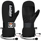 Andake Skihandschuhe für Herren Damen Jugendliche,Snowboard Handschuhe Warme wasserdichte Winddichte Winterhandschuhe Fäustlinge für Snowboarden Skifahren Wintersport im Freien (Schwarz XL)