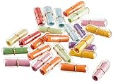 25 kleine Kapseln mit kleinen Zetteln 20 mm x 6 mm Gutscheine Lose gerollt unbedruckt Adventskalender Liebe Frau Mann Liebesbrief Geschenk