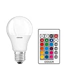 Osram LED Star+ Classic A RGBW Lampe, in Kolbenform mit E27 Sockel, dimmbarkeit und Farbsteuerung per Fernbedienung, Ersetzt 60 Watt, Warmweiß - 2700 Kelvin, 2er-Pack