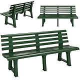 Casaria® Gartenbank Sitzbank Wetterfest Kunststoff 240kg Belastbarkeit Rückenlehne 3-Standfüße 145x46cm Garten Balkon Terrasse Bank Ergonomisch Grün