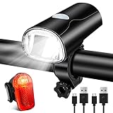 LED Fahrradlicht Set, Fahrradlampe Fahrradbeleuchtung STVZO Zugelassen Wasserdicht USB-Aufladung Fahrrad Licht Bike Light mit Frontlichter und Rücklicht, für Kinder und Erwachsene
