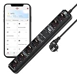 Brennenstuhl Connect Eco-Line WiFi Steckdosenleiste/Intelligente Mehrfachsteckdose 6-Fach (2.4 GHz WiFi, kompatibel mit Alexa und Google Assistant, kostenfreie App, 1,5m Kabel) schwarz